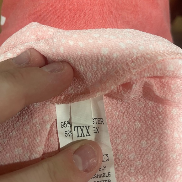 Women's Long Sleeve Pink Polka Dot Romper V-Neck Jumpsuit Tie & Ruffles XXL - Picture 5 of 7